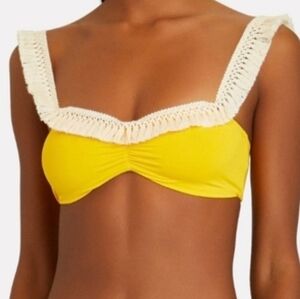 WeWoreWhat Tassle Bikini Top  Saffron NWT